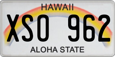 HI license plate XSO962