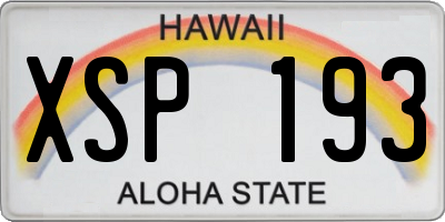 HI license plate XSP193