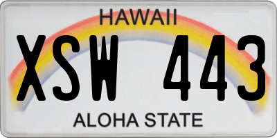 HI license plate XSW443