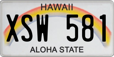 HI license plate XSW581
