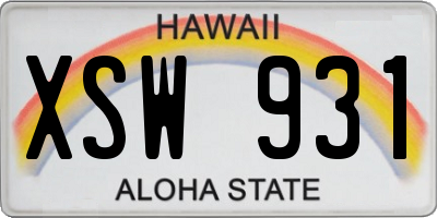 HI license plate XSW931