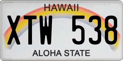 HI license plate XTW538