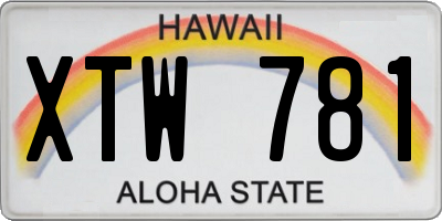 HI license plate XTW781