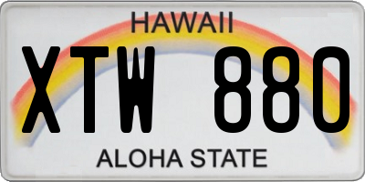 HI license plate XTW880