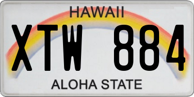 HI license plate XTW884