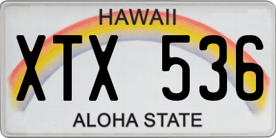 HI license plate XTX536