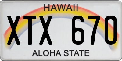 HI license plate XTX670