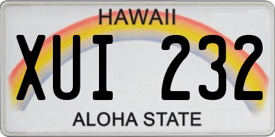 HI license plate XUI232