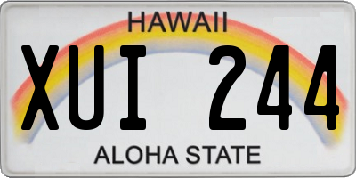 HI license plate XUI244