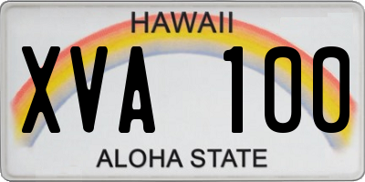 HI license plate XVA100