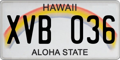 HI license plate XVB036