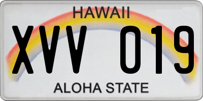 HI license plate XVV019