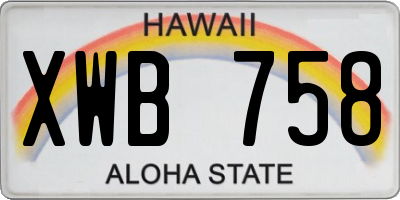 HI license plate XWB758