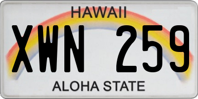 HI license plate XWN259