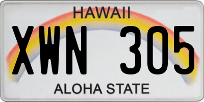 HI license plate XWN305