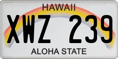 HI license plate XWZ239