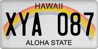 HI license plate XYA087