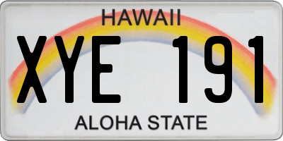 HI license plate XYE191