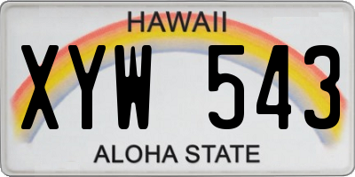 HI license plate XYW543