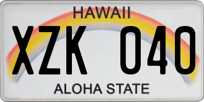 HI license plate XZK040
