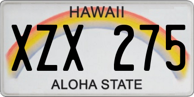 HI license plate XZX275