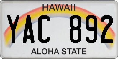HI license plate YAC892