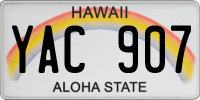 HI license plate YAC907