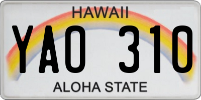 HI license plate YAO310