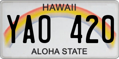 HI license plate YAO420