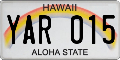 HI license plate YAR015