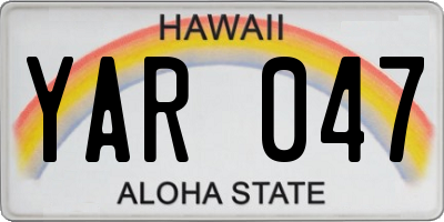 HI license plate YAR047