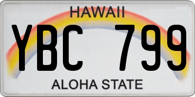 HI license plate YBC799