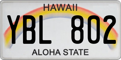 HI license plate YBL802