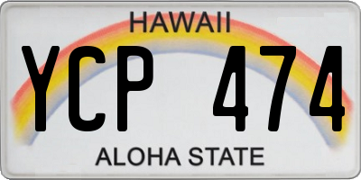 HI license plate YCP474