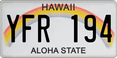 HI license plate YFR194