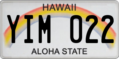 HI license plate YIM022