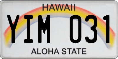 HI license plate YIM031
