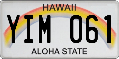 HI license plate YIM061