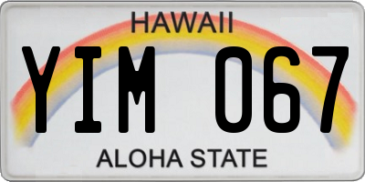 HI license plate YIM067