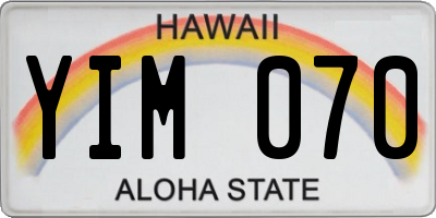 HI license plate YIM070