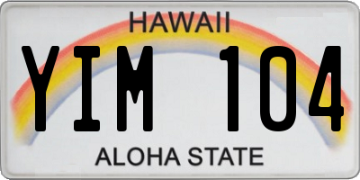 HI license plate YIM104
