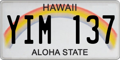HI license plate YIM137