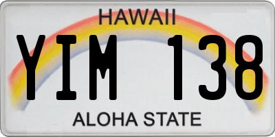 HI license plate YIM138