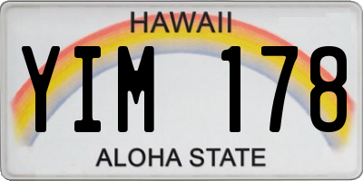 HI license plate YIM178