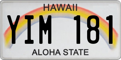 HI license plate YIM181