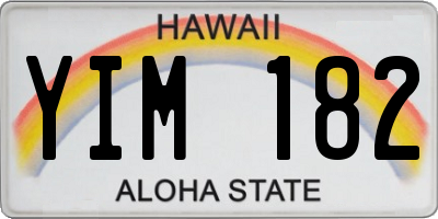 HI license plate YIM182