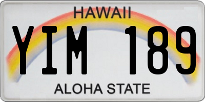 HI license plate YIM189