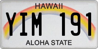 HI license plate YIM191