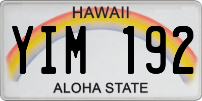 HI license plate YIM192