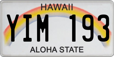 HI license plate YIM193